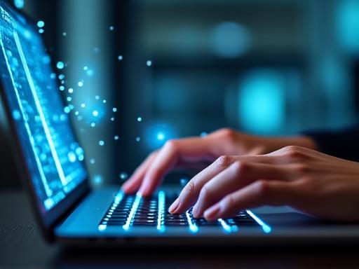 Manos tecleando en un ordenador, representando la protección de Propiedad Intelectual